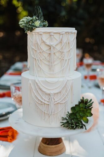Macrame boho wedding cake