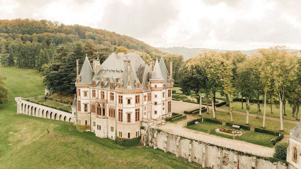 Drone shot of Chateau de Bournel