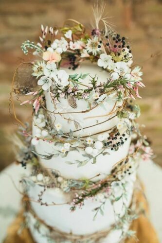 wild flowers boho wedding cake