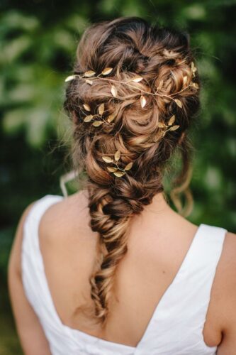 Boho Hair Style with white dress