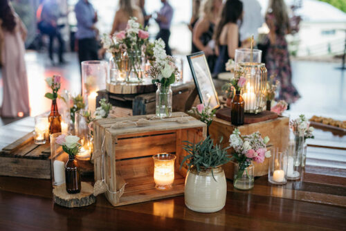 lights and candles boho wedding decor