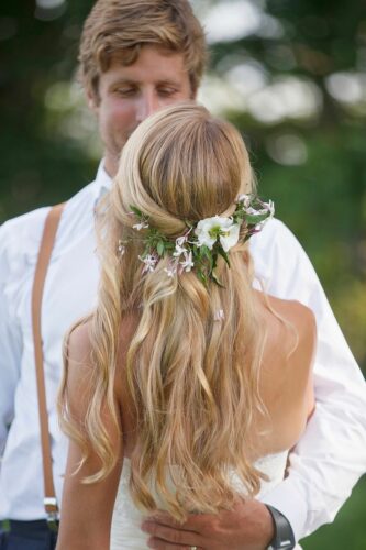 Boho Hair Style with wildflowers