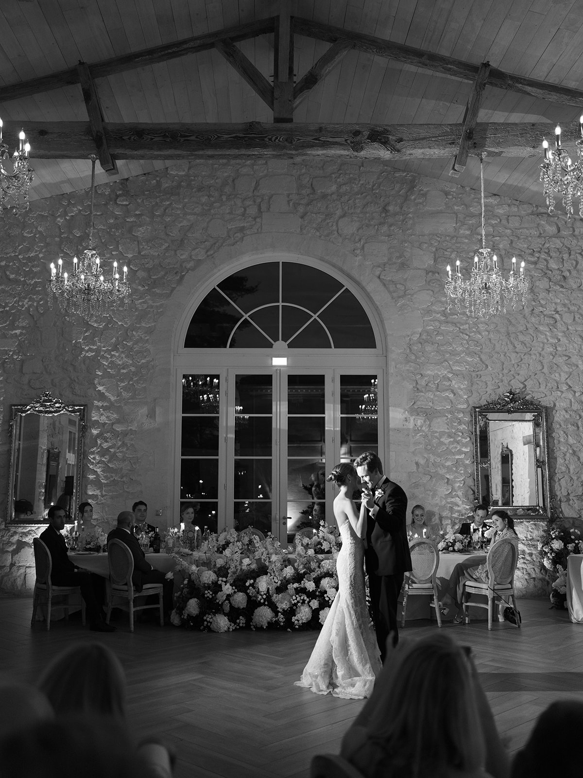 Couple sharing their first dance at the wedding reception
