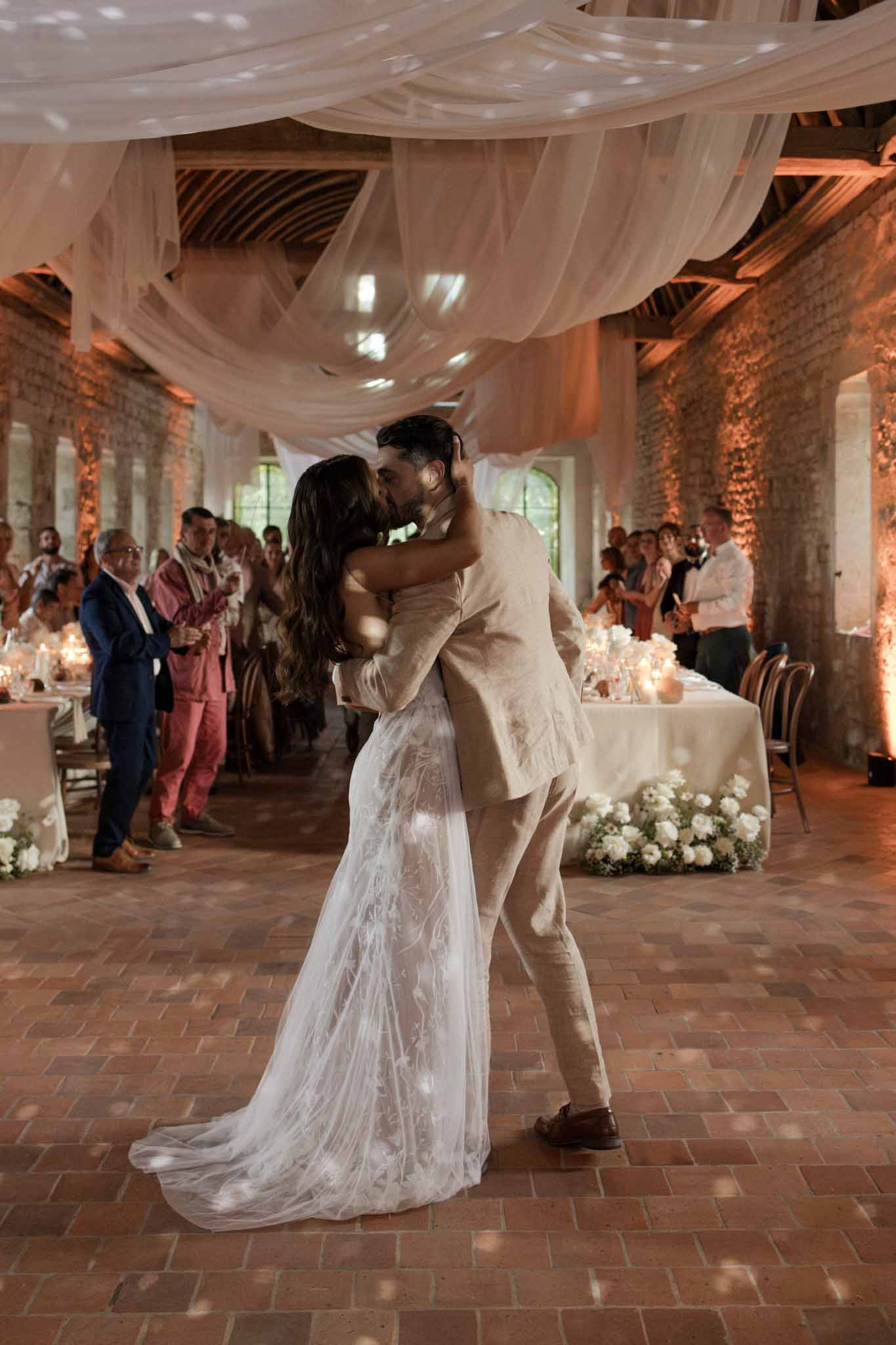 Couple sharing their first dance at the wedding reception