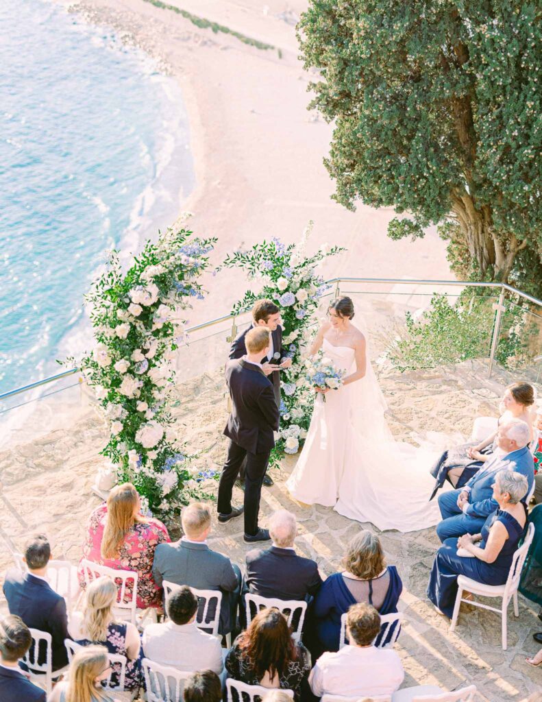 Chateau Cassis Olya bride groom officiant guests ceremony