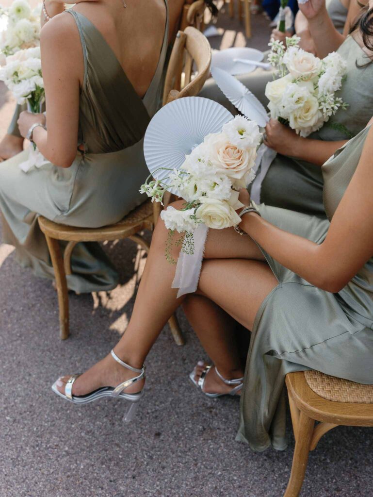 Domaine Mont Leuze CC Weddings detail shot white bouquet fan bridesmaid