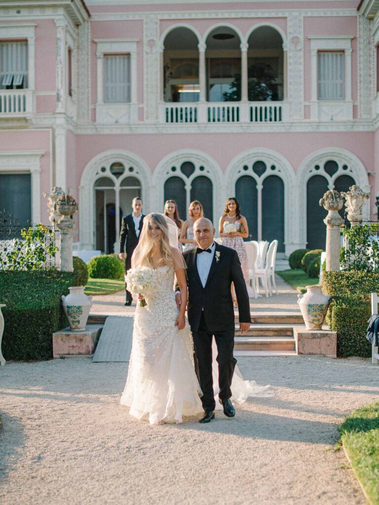 Villa Ehprussi Tatyana bride father walking down aisle ceremony proper sunset