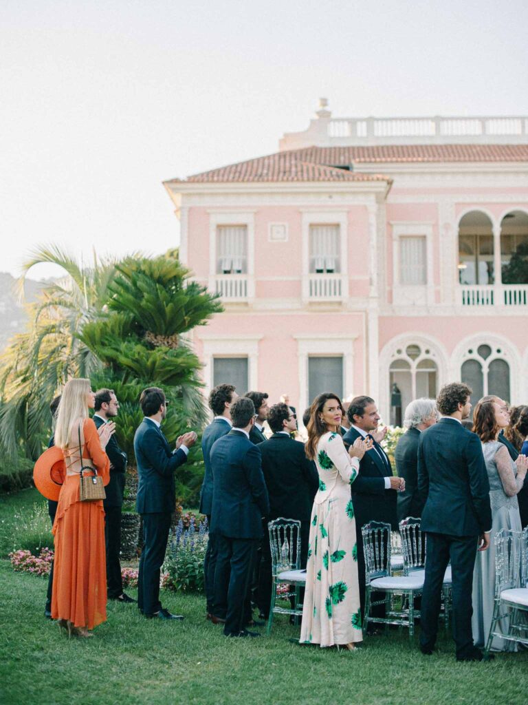 Villa Ehprussi Tatyana guests long dresses black tux standing ceremony proper