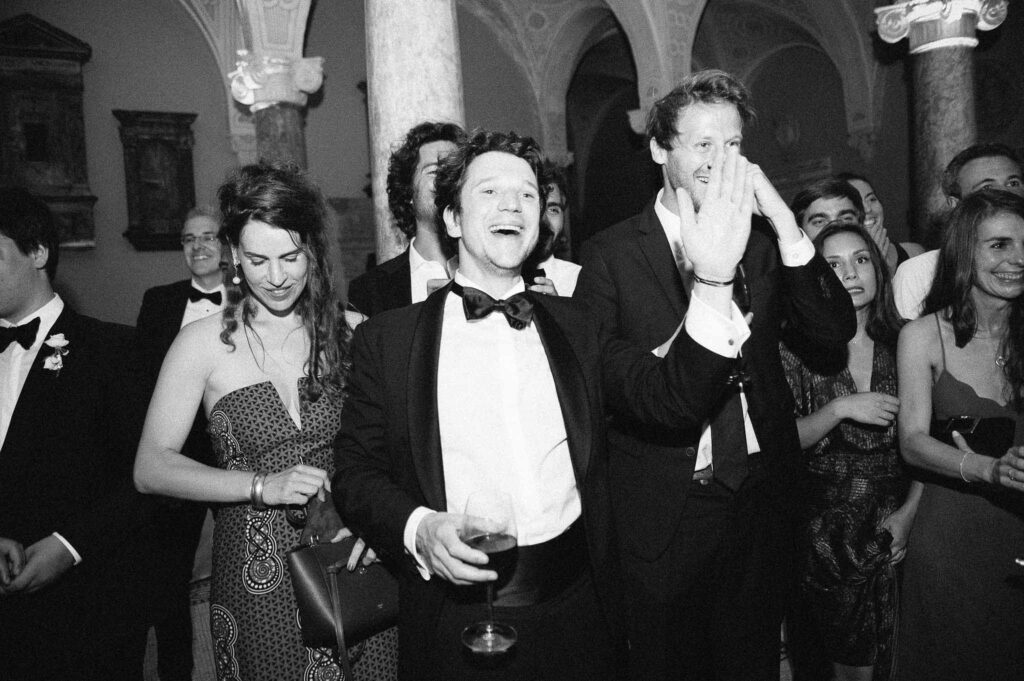 Villa Ehprussi Tatyana guests reception proper cheering black white photo