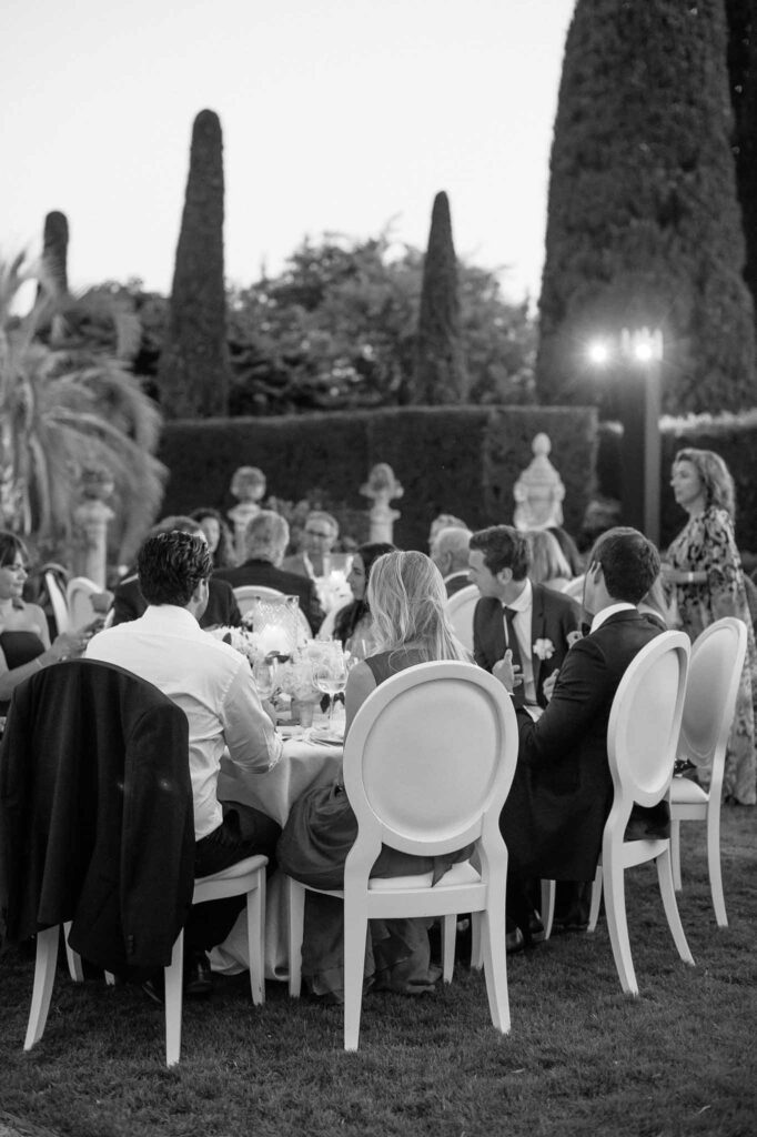 Villa Ehprussi Tatyana guests seated reception proper black white photo