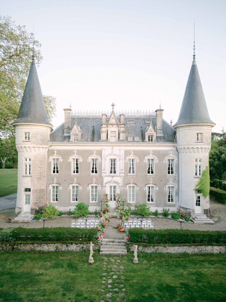 Château Belle Epoque Adeline Murzeau aerial shot venue ceremony castle building garden