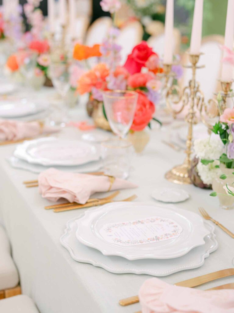 Château Belle Epoque Adeline Murzeau detail shot reception table menu card plate