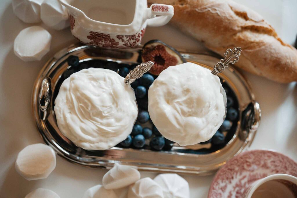 Chateau de Ferrieres Avecamour detail shot food silver tray breads berries