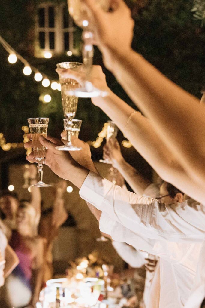 Chateau de Maillac Ala Breskaya detail shot champagne glass toast reception