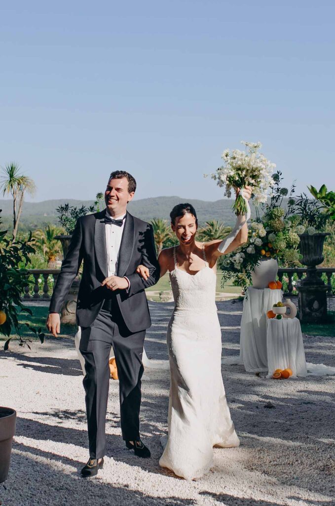 Chateau de Robernier Elise Morgan bride groom walking aisle ceremony celebrating