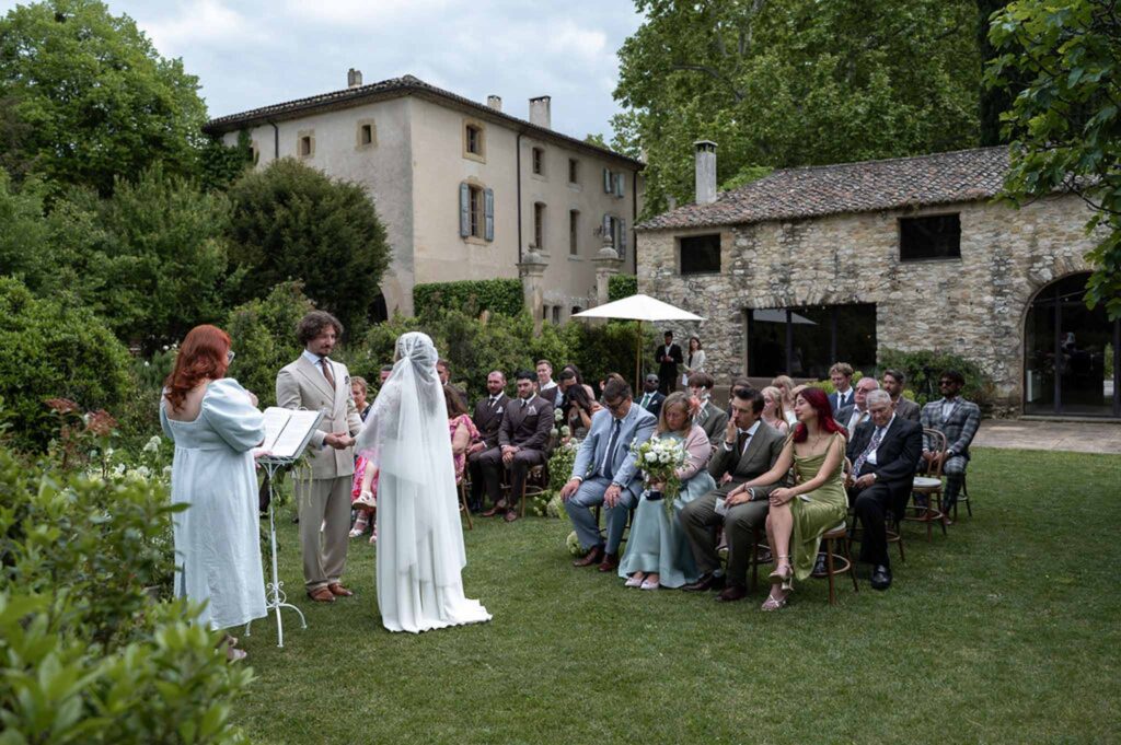 MCaelicia Galinier Lourmarin bride groom officiant guests ceremony proper