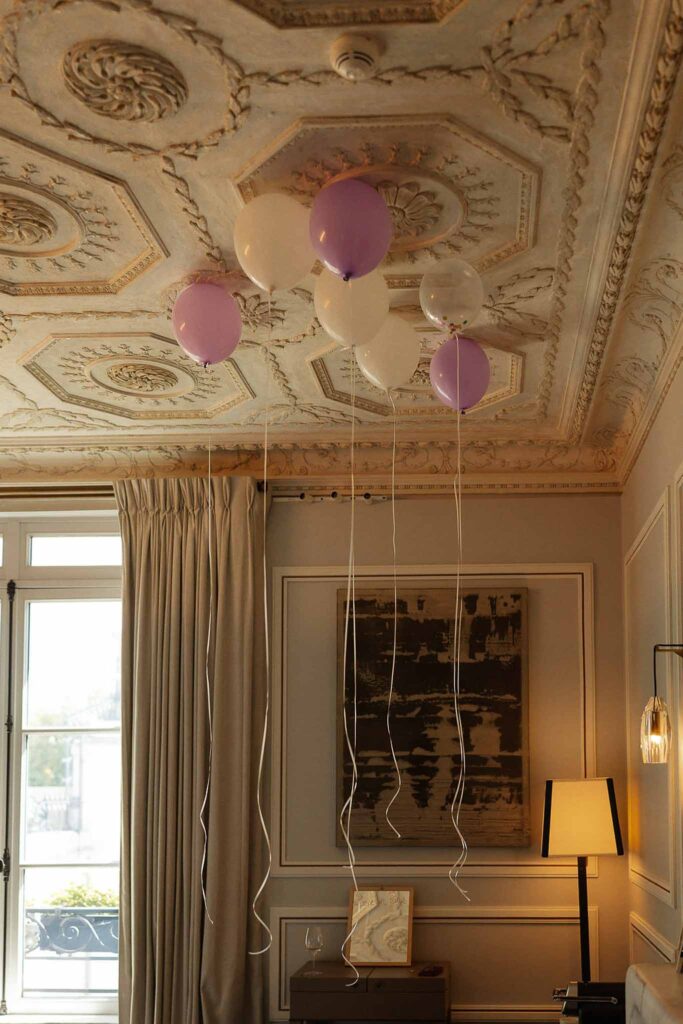 Boat in Paris Joan Jellet detail shot balloons vintage ceiling room