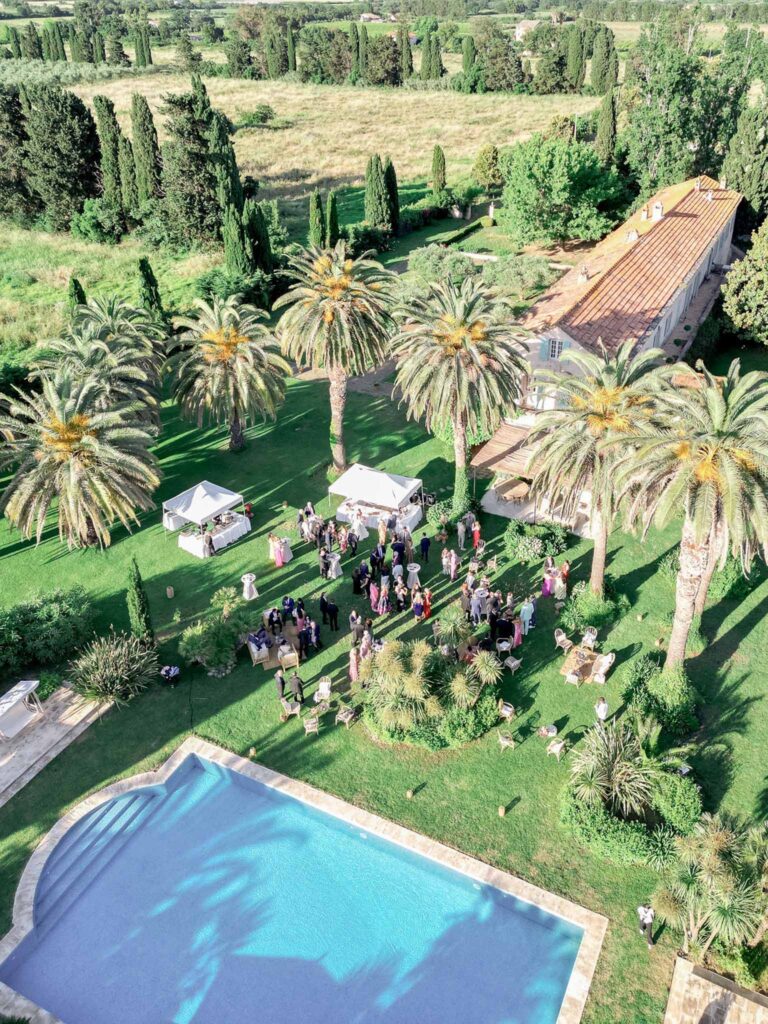 Domaine de Vignale Vincent Pennachio aerial shot venue cocktail area swimming pool