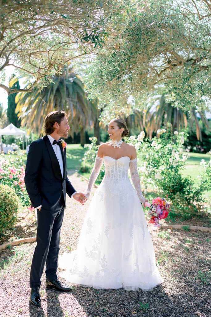 Domaine de Vignale Vincent Pennachio bride groom first look holding hands