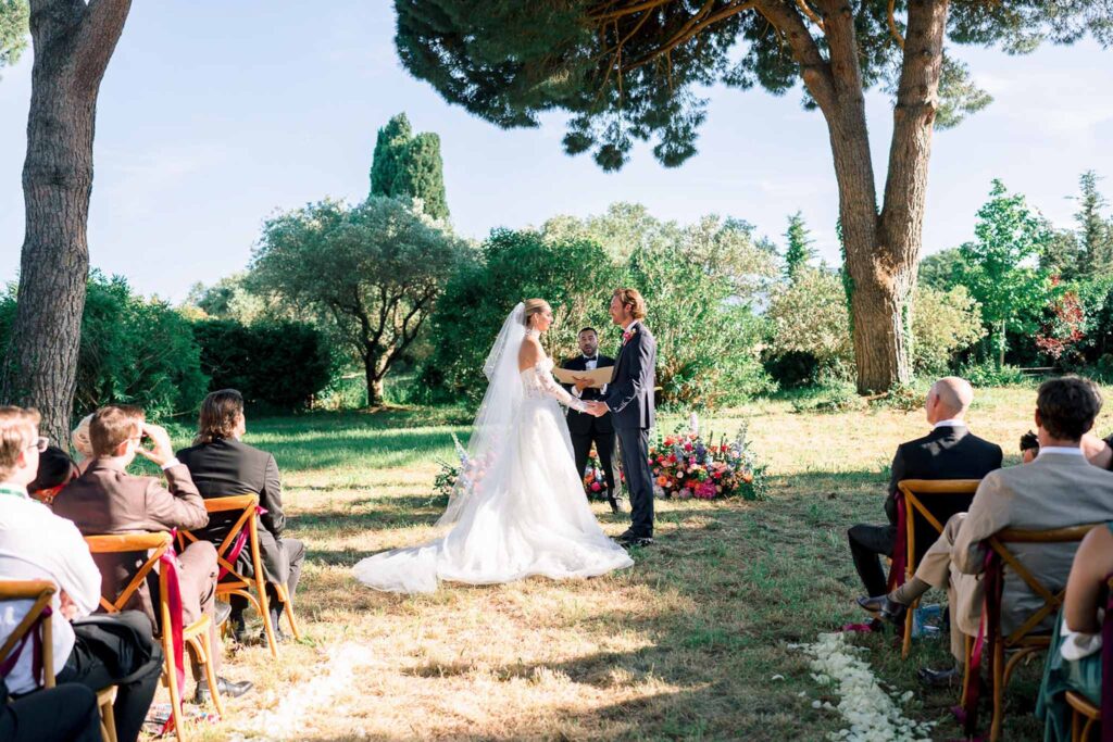 Domaine de Vignale Vincent Pennachio bride groom holding hands ceremony altar