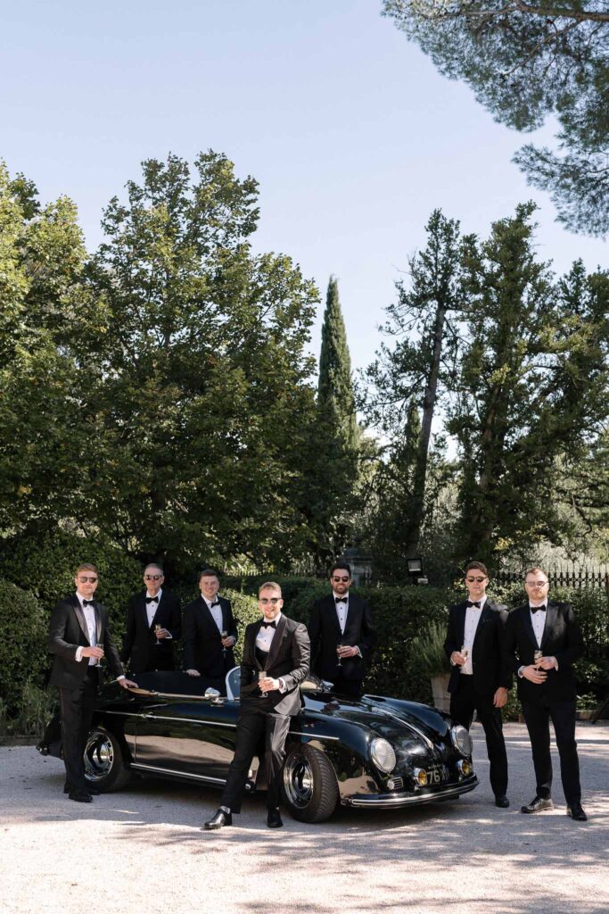 Tour Vaucros S.Rached groomsmen groom vintage black car