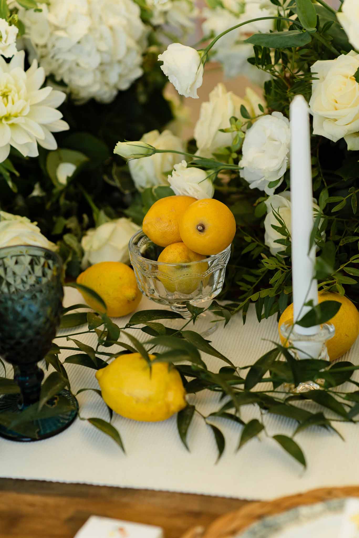 Wedding reception in a garden with white roses